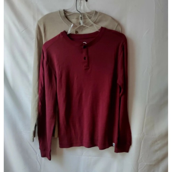 Lot of 2 Monument Men's Henley Long Sleeve Shirts Crew Half Button Up Ribbed S - Picture 1 of 10